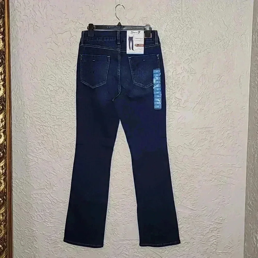 NWT Seven7 tummyless slim boot cut jeans sz 10 - Picture 3 of 5